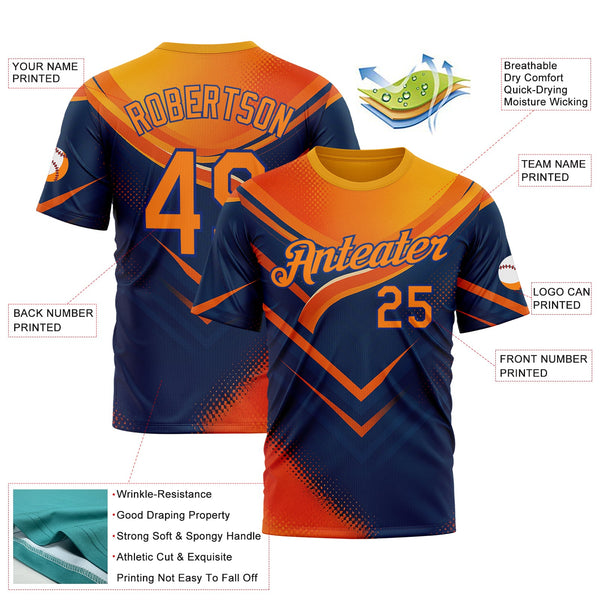 Custom Yellow Bay Orange Blue-Royal 3D Pattern Design Neon Arrow Sportswear Performance T-Shirt alternate