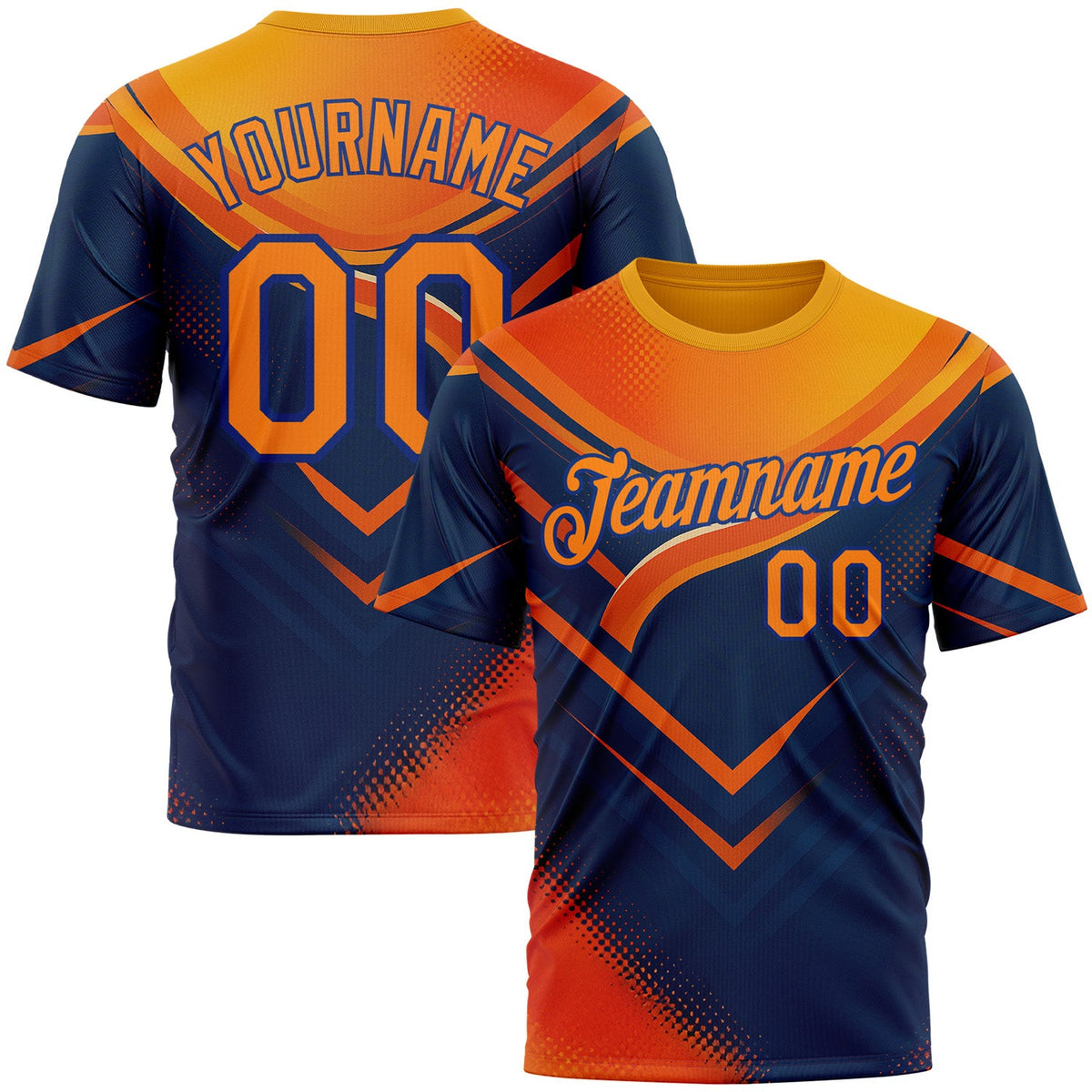 Custom Yellow Bay Orange Blue-Royal 3D Pattern Design Neon Arrow Sportswear Performance T-Shirt