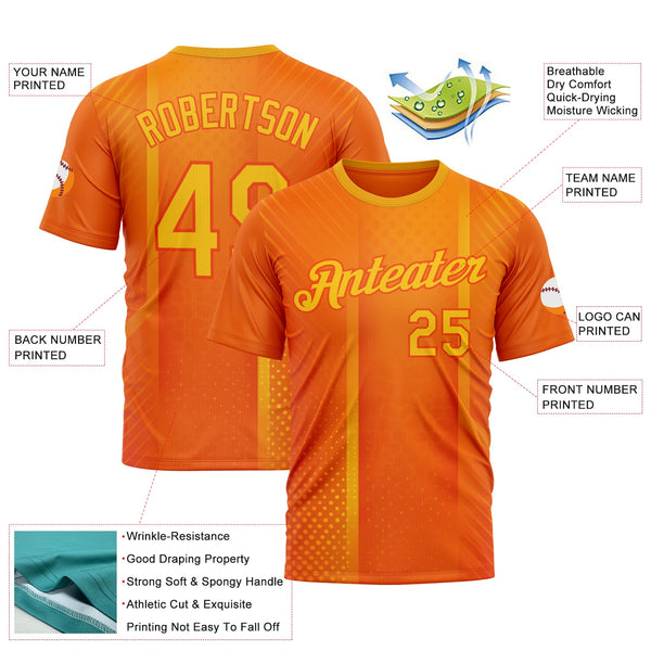 Custom Orange Yellow 3D Pattern Design Gradient Sportswear Performance T-Shirt alternate
