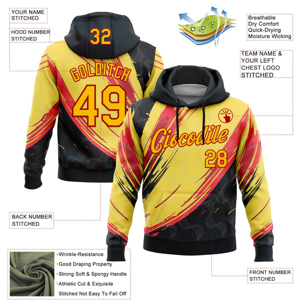 Custom Stitched Yellow Black-Red 3D Pattern Design Germany Inspired Abstract Line Sportswear Pullover Sweatshirt Hoodie alternate