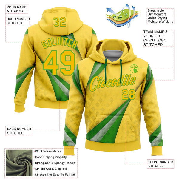 Custom Stitched Yellow Green-Aurora Green 3D Pattern Design Brazil Inspired Geometric Shape Sportswear Pullover Sweatshirt Hoodie alternate