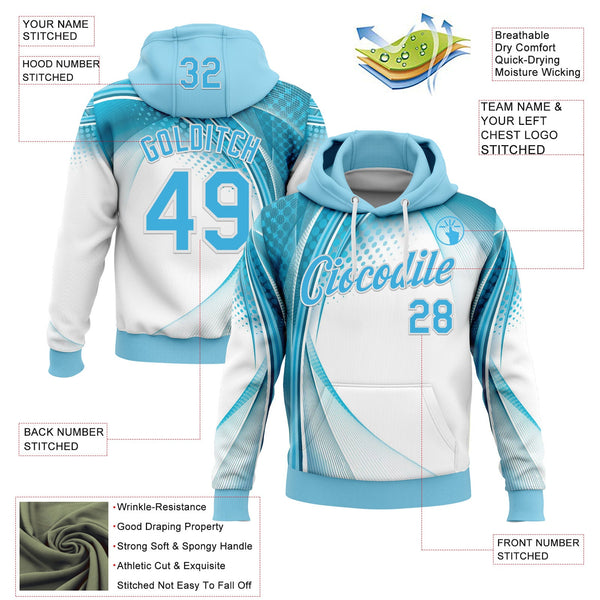 Custom Stitched Blue Sky Blue-White 3D Pattern Design Argentine Inspired Geometric Shape Sportswear Pullover Sweatshirt Hoodie alternate