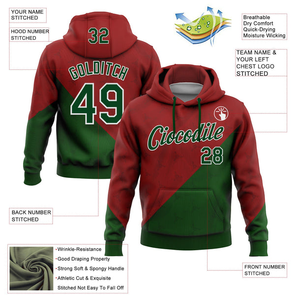 Custom Stitched Red Green-White 3D Pattern Design Mexico Subtle Sportswear Pullover Sweatshirt Hoodie alternate