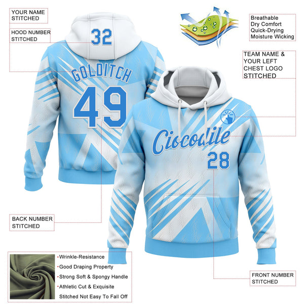 Custom Stitched White Powder Blue-Blue 3D Pattern Design Argentine Inspired Geometric Shape Sportswear Pullover Sweatshirt Hoodie alternate