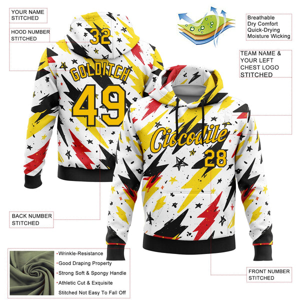 Custom Stitched White Yellow Red-Black 3D Pattern Design Germany Inspired Graffiti Sportswear Pullover Sweatshirt Hoodie alternate