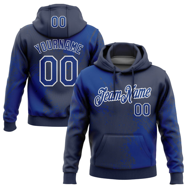 Custom Stitched Navy Royal-White 3D Pattern Design Abstract Brush Stroke Sports Pullover Sweatshirt Hoodie