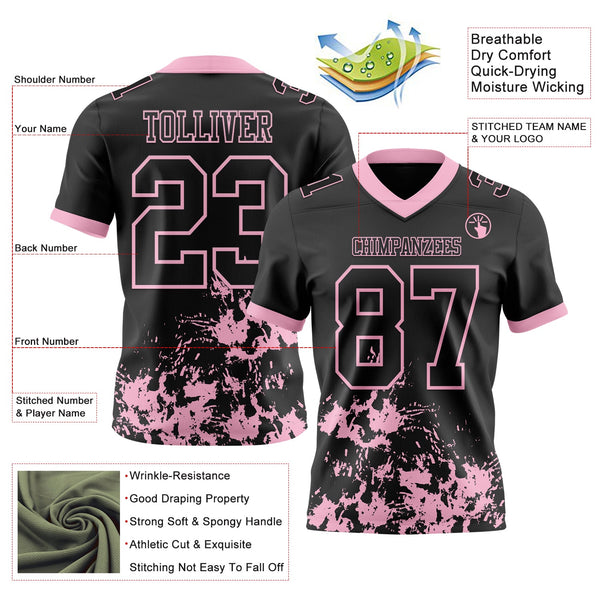 Custom Black Light Pink 3D Pattern Splash Authentic Football Jersey alternate