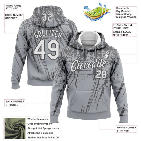 Custom Stitched Gray White-Steel Gray 3D Pattern Design Splash Grunge Art Sports Pullover Sweatshirt Hoodie alternate
