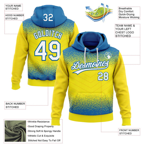 Custom Stitched Blue White-Light Yellow 3D Pattern Design Line Sportswear Pullover Sweatshirt Hoodie alternate