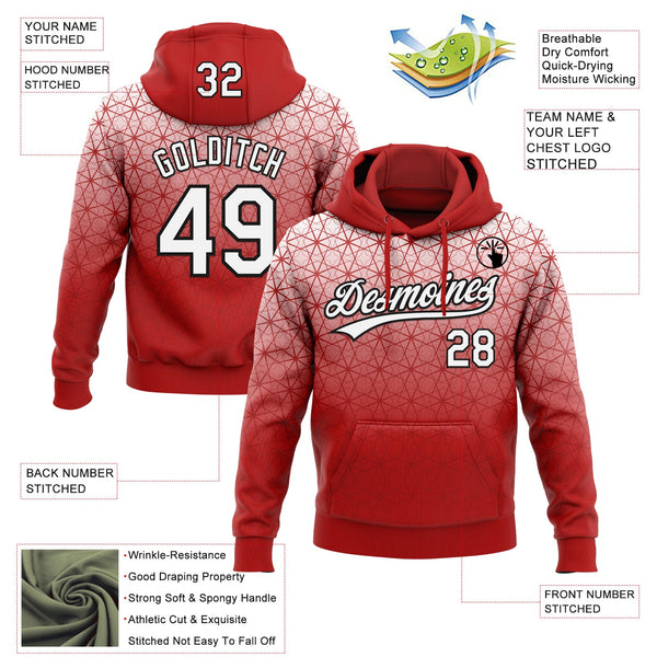 Custom Stitched Red White-Black 3D Pattern Design Gradient Line Sportswear Pullover Sweatshirt Hoodie alternate
