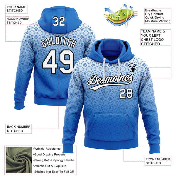 Custom Stitched Blue White-Black 3D Pattern Design Gradient Line Sportswear Pullover Sweatshirt Hoodie alternate