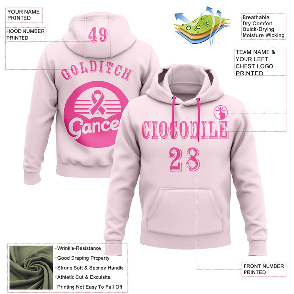Custom Pink White 3D Pink Ribbon Breast Cancer Awareness Women Health Care Support Sports Pullover Sweatshirt Hoodie alternate