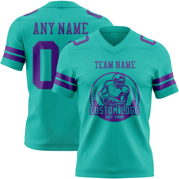 Custom Aqua Purple Authentic Football Jersey alternate
