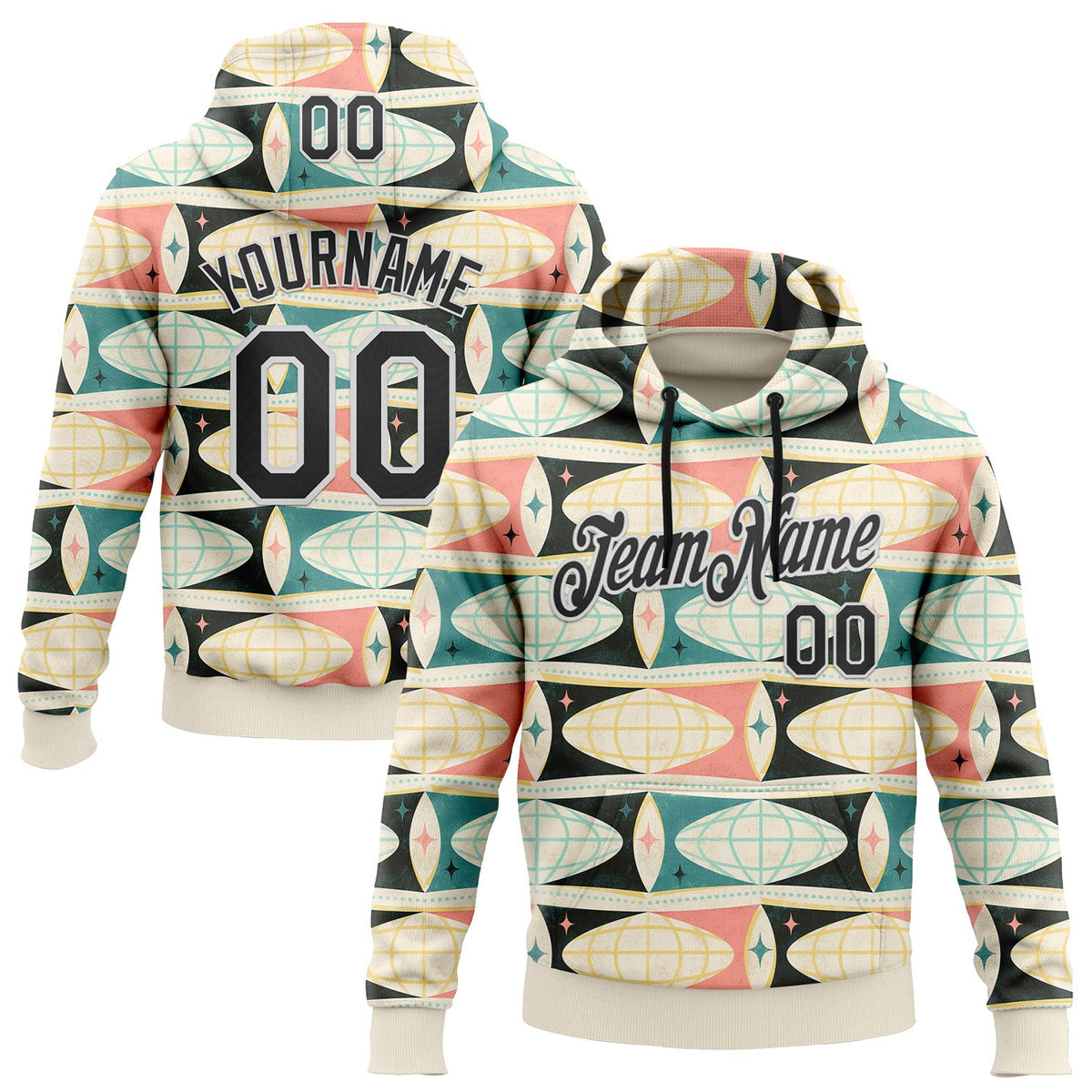 Custom Stitched Cream Black-White 3D Emi Bee World Communication Sports Pullover Sweatshirt Hoodie