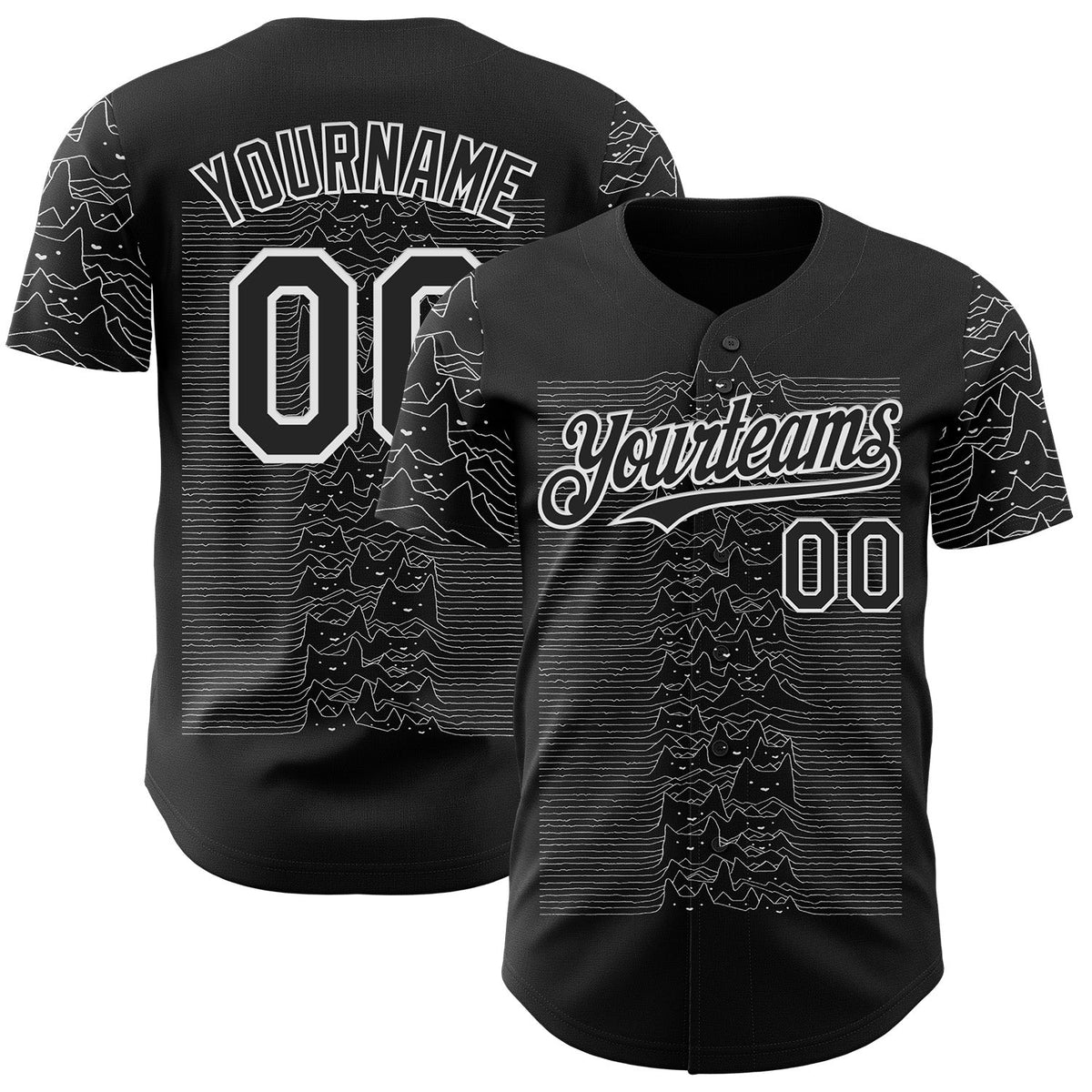 Custom Black Black-White 3D Tobe Fonseca Cats Musical Lines Authentic Baseball Jersey