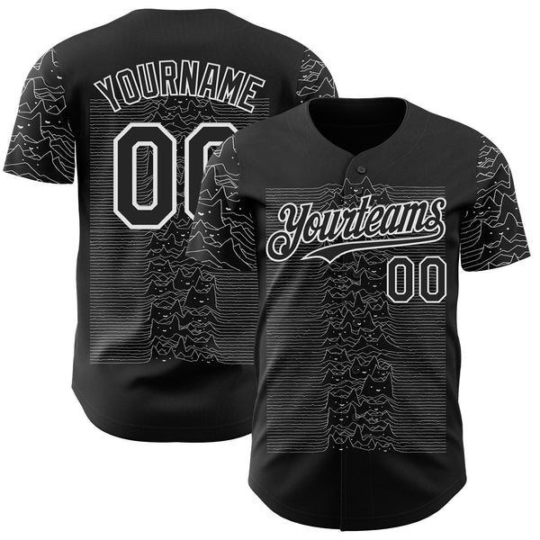 Custom Black Black-White 3D Tobe Fonseca Cats Musical Lines Authentic Baseball Jersey