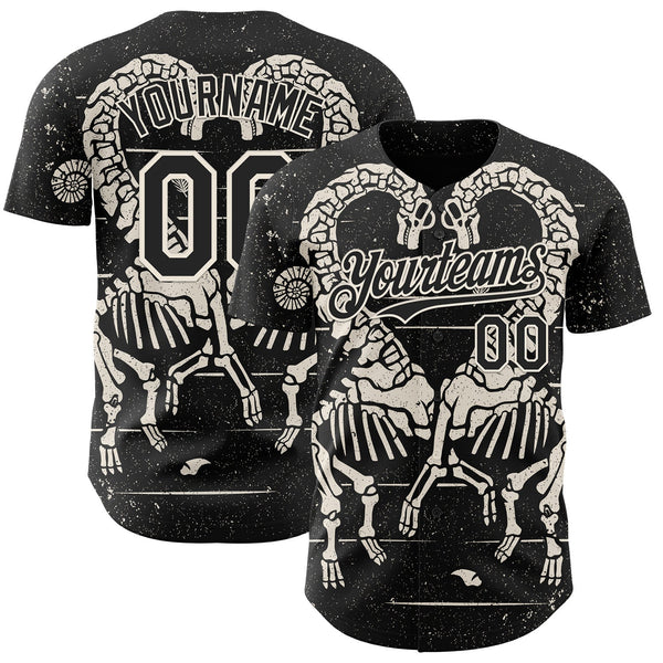 Custom Black Black-Cream 3D Tobe Fonseca Mass Extinction Love Authentic Baseball Jersey