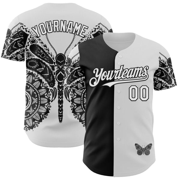 Custom White White-Black 3D Tobe Fonseca Ornamental Butterfly Authentic Baseball Jersey