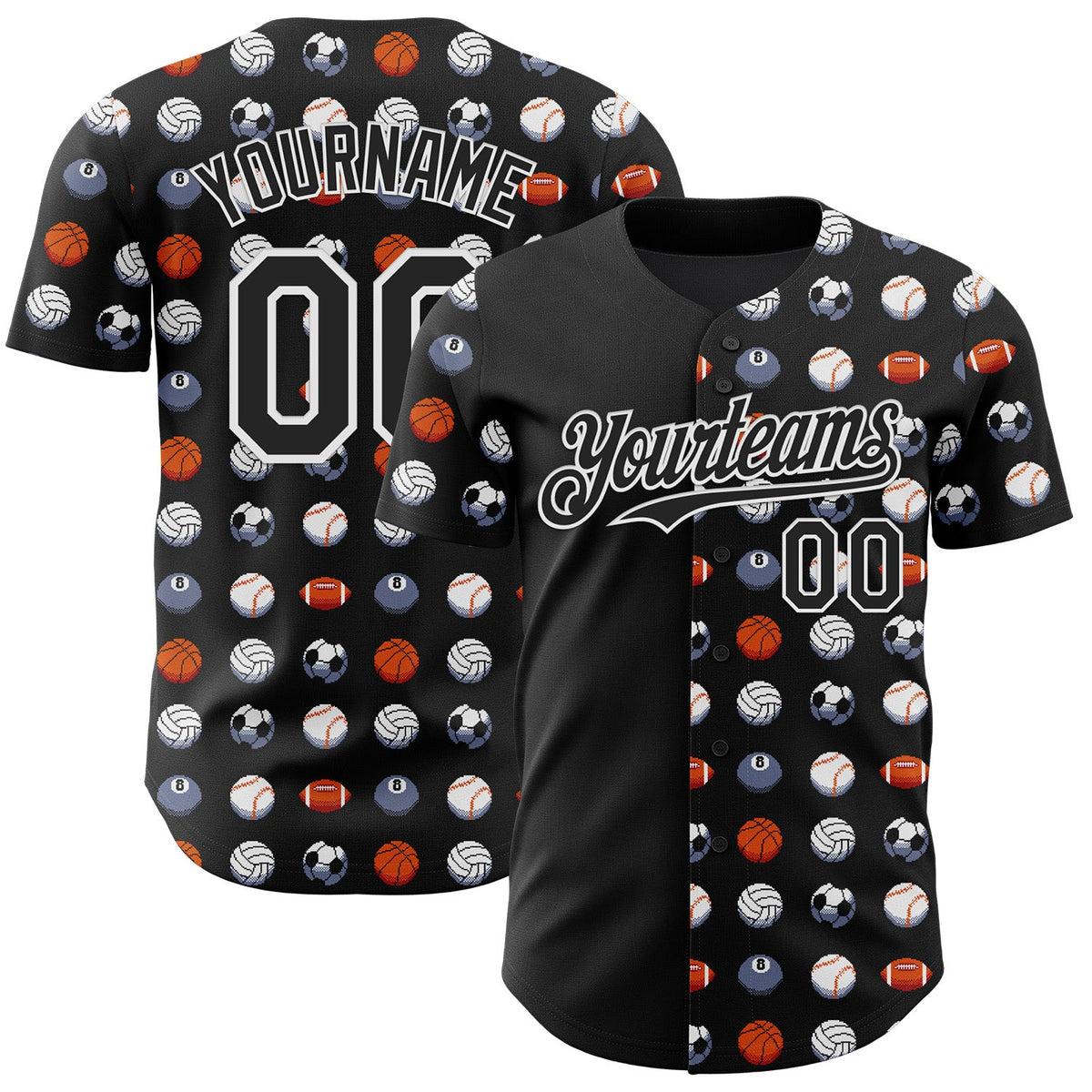 Custom Black Black-White 3D Tobe Fonseca Sports Authentic Baseball Jersey