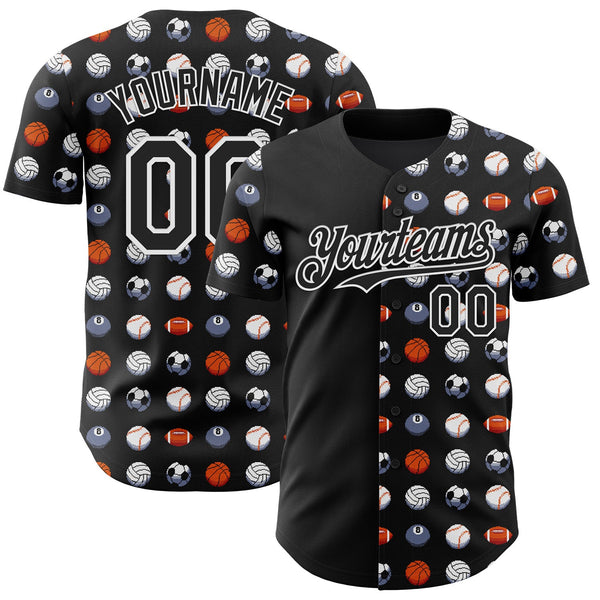 Custom Black Black-White 3D Tobe Fonseca Sports Authentic Baseball Jersey