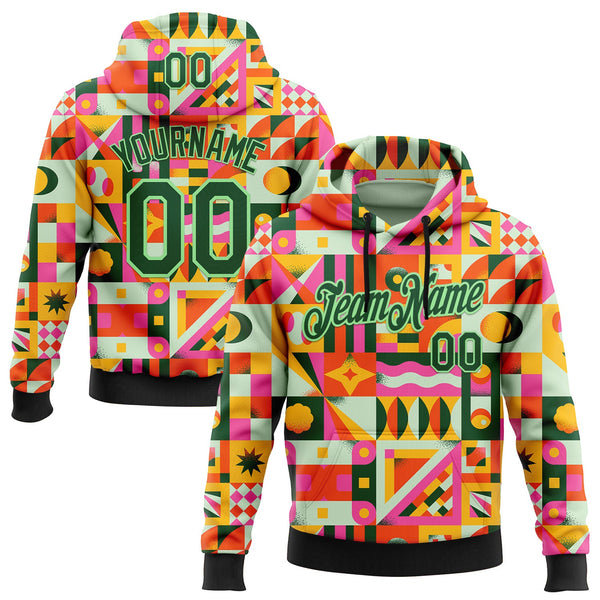 Custom Stitched Yellow Green Pea Green 3D Ambartive Abstract Shapes Pattern Sports Pullover Sweatshirt Hoodie