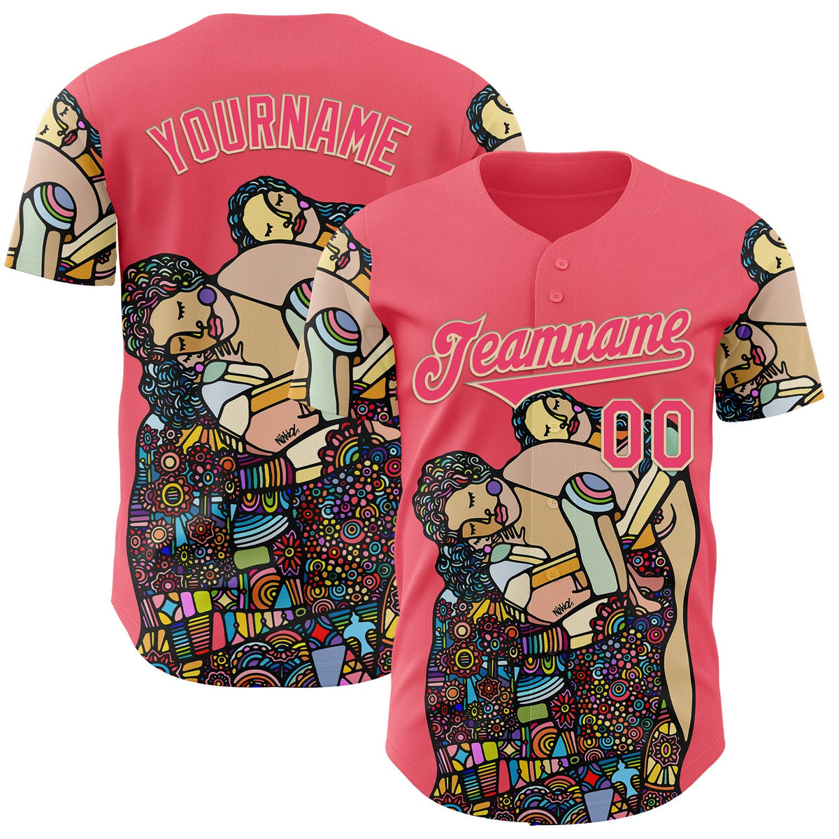 Custom Neon Pink City Cream Ninhol Fam Authentic Baseball Jersey