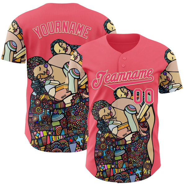 Custom Neon Pink City Cream Ninhol Fam Authentic Baseball Jersey