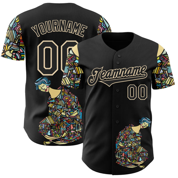 Custom Black City Cream Ninhol Home Authentic Baseball Jersey
