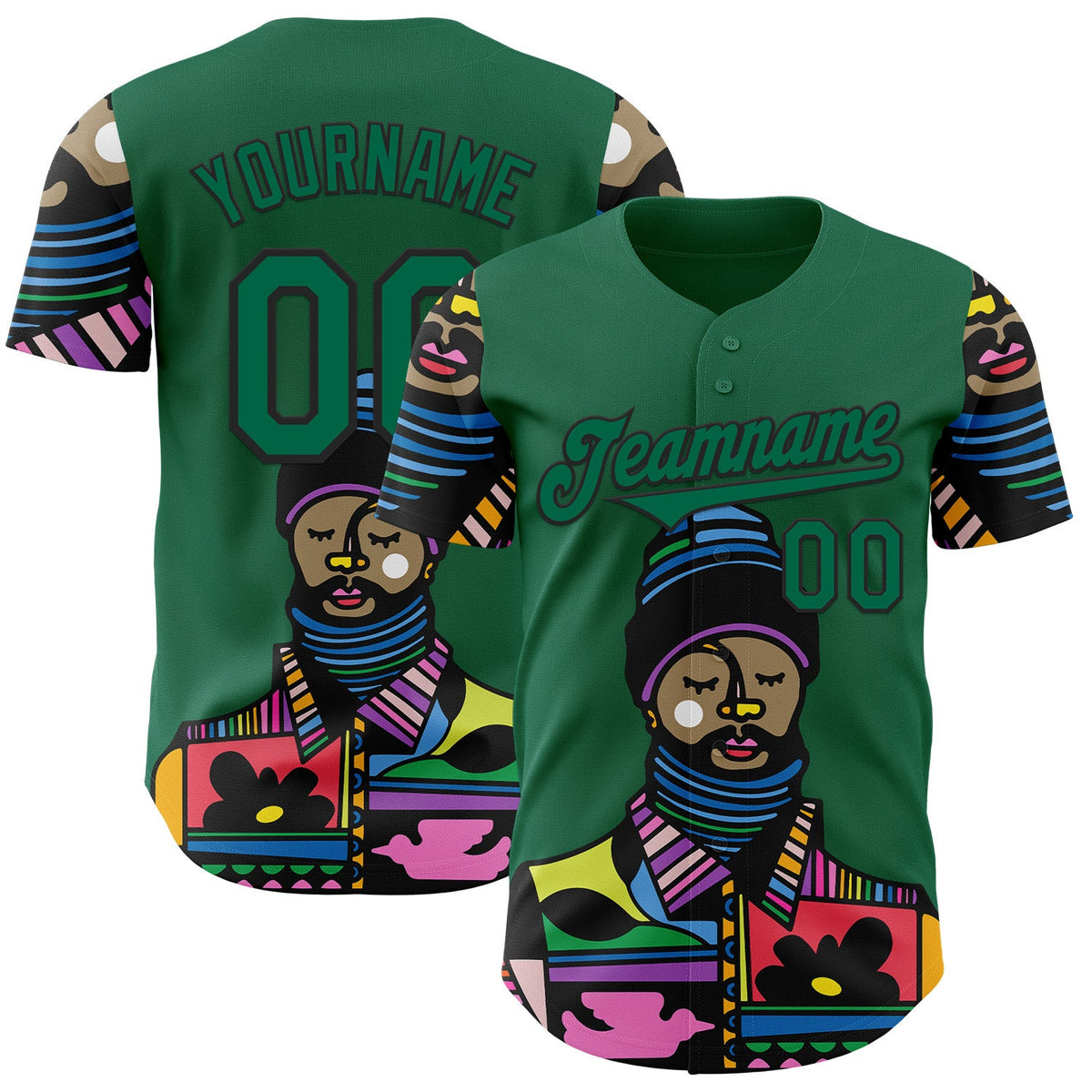 Custom Kelly Green Black Ninhol Mist Authentic Baseball Jersey