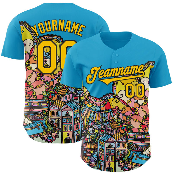 Custom Blue Yellow-Black Ninhol Nordeste Authentic Baseball Jersey