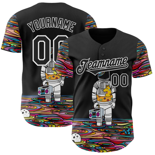 Custom Black White Ninhol Space Vacation Authentic Baseball Jersey