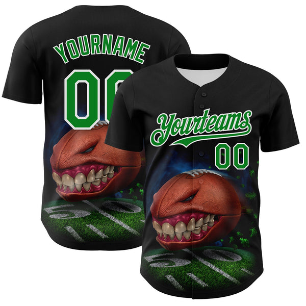 Custom Black Grass Green-White Tom Wood Monster Football Authentic Baseball Jersey