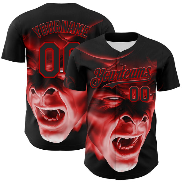 Custom Black Red Tom Wood Shadow Demon Authentic Baseball Jersey