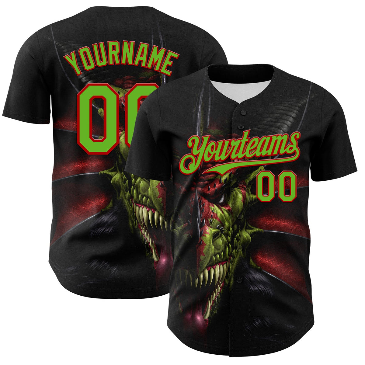 Custom Black Aurora Green-Red Tom Wood Lair of Shadows Authentic Baseball Jersey