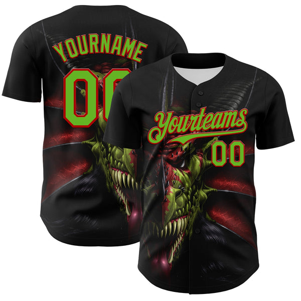 Custom Black Aurora Green-Red Tom Wood Lair of Shadows Authentic Baseball Jersey