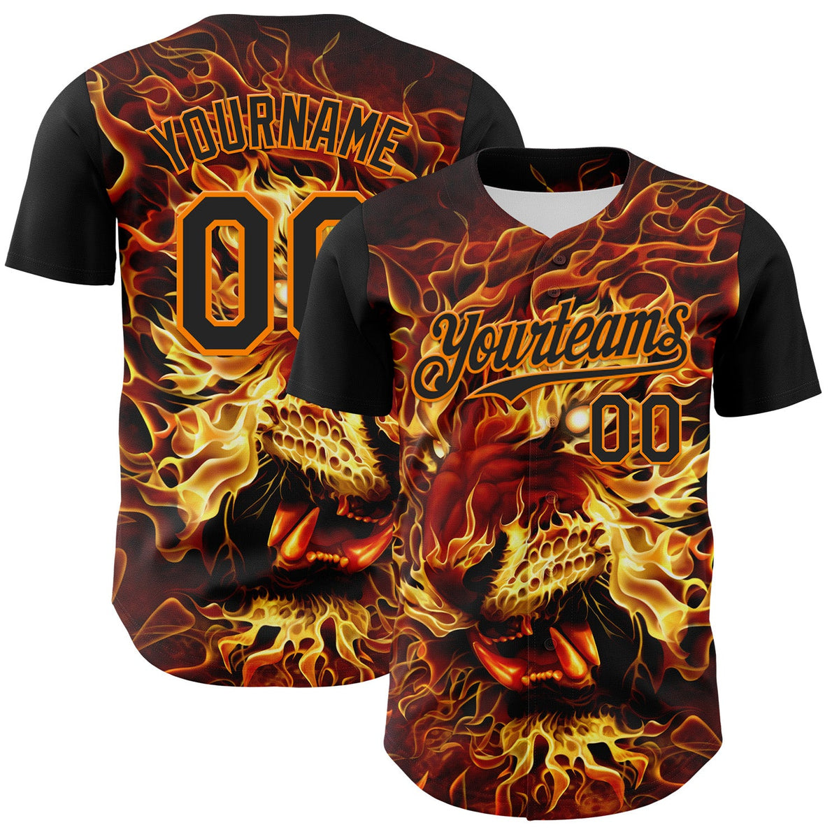 Custom Black Bay Orange Tom Wood Fire Tiger Authentic Baseball Jersey
