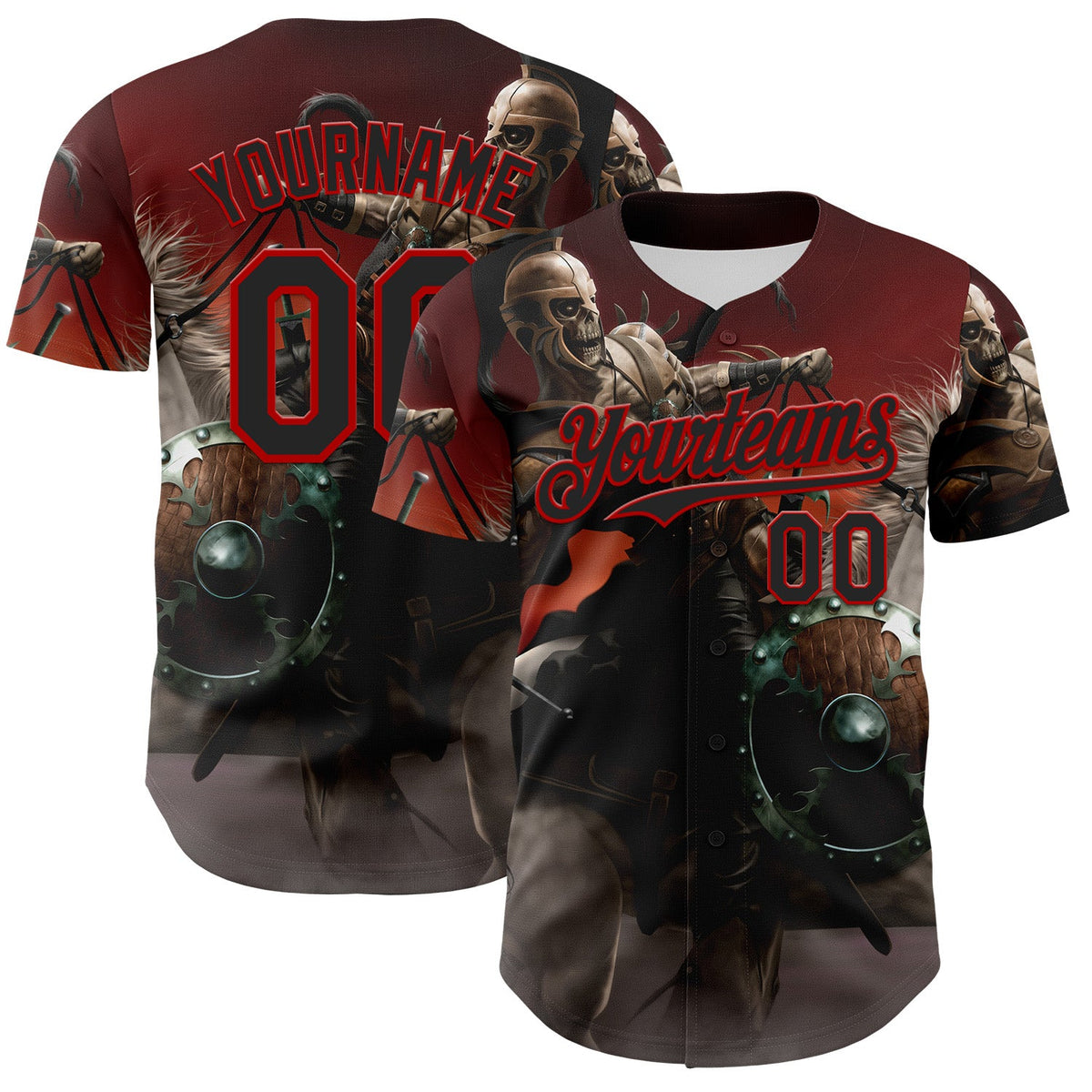Custom Black Red Tom Wood Dark Rider Authentic Baseball Jersey