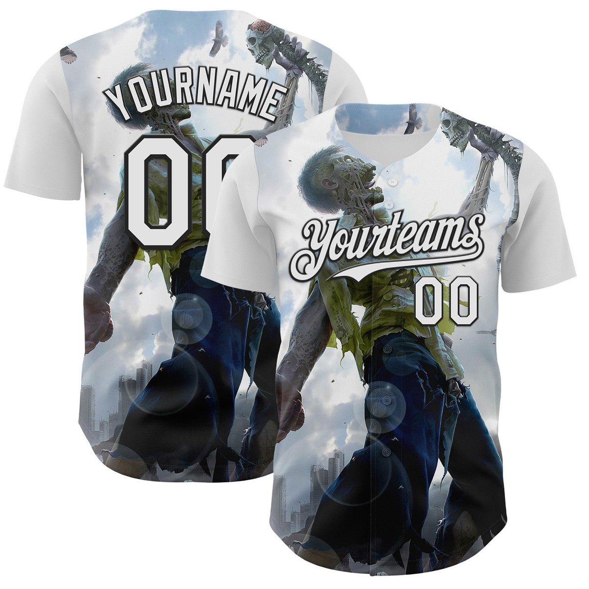 Custom White Black Tom Wood Zombie Scraps Authentic Baseball Jersey