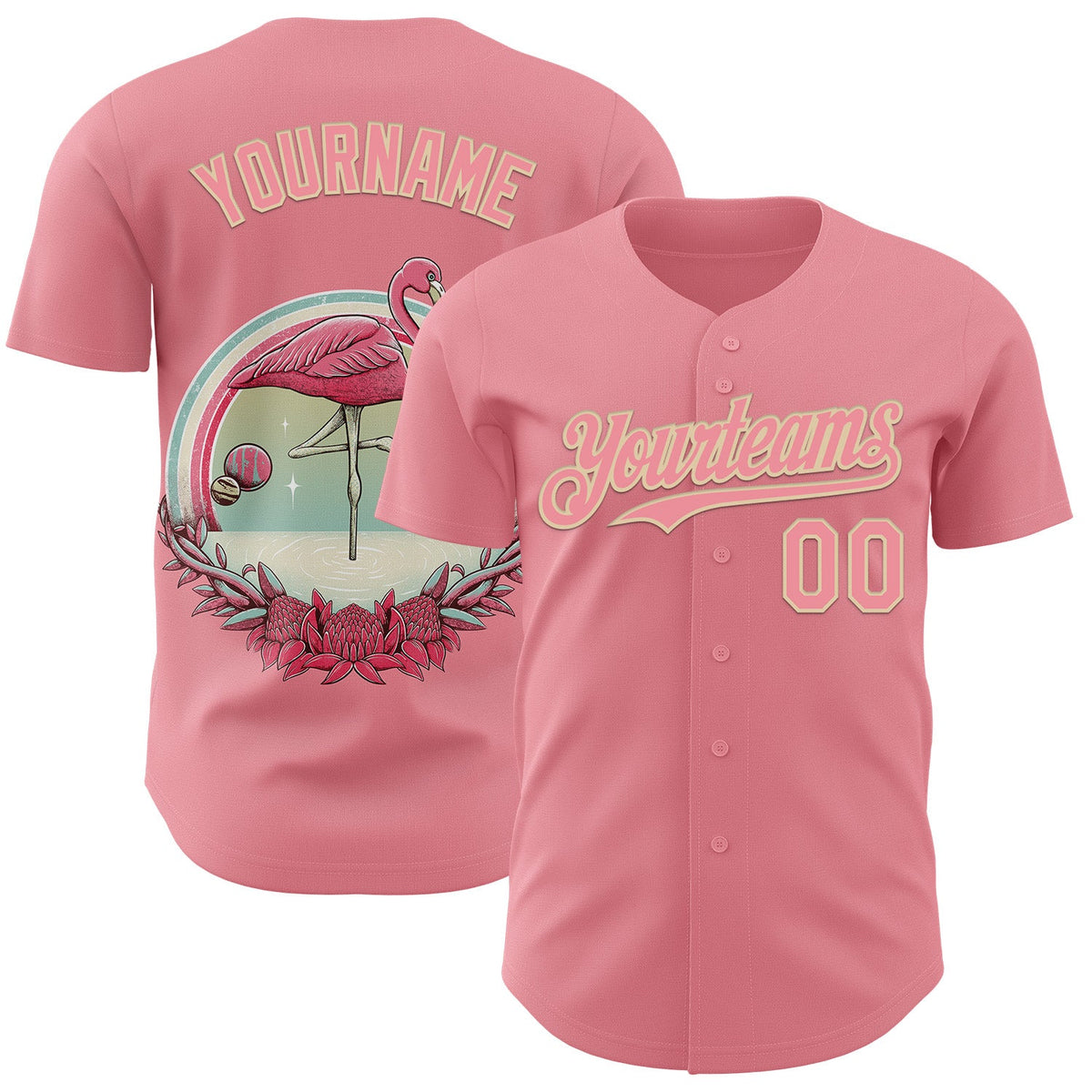 Custom Medium Pink-City Cream Buba Viedma Flamingo Badge Authentic Baseball Jersey