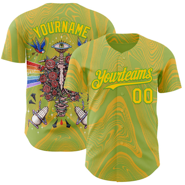 Custom Aurora Green-Yellow Buba Viedma PainKiller 04 Authentic Baseball Jersey