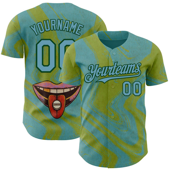 Custom Green Shadow Blue Blue-Green Buba Viedma Painkiller 03 Authentic Baseball Jersey