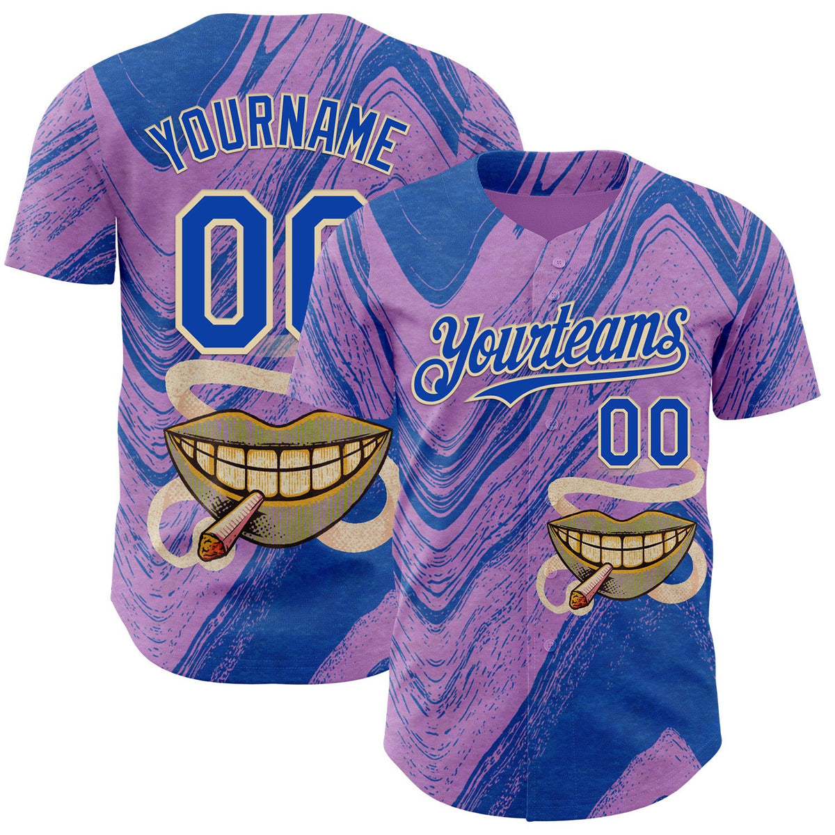 Custom Purple Thunder Blue-Cream Buba Viedma PainKiller 02 Authentic Baseball Jersey
