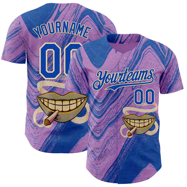 Custom Purple Thunder Blue-Cream Buba Viedma PainKiller 02 Authentic Baseball Jersey