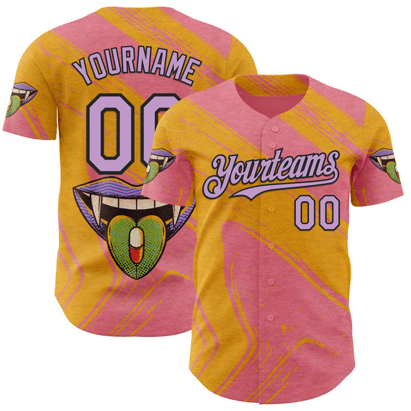 Custom Pink Light Purple Yellow-Black Buba Viedma PainKiller 02 Authentic Baseball Jersey