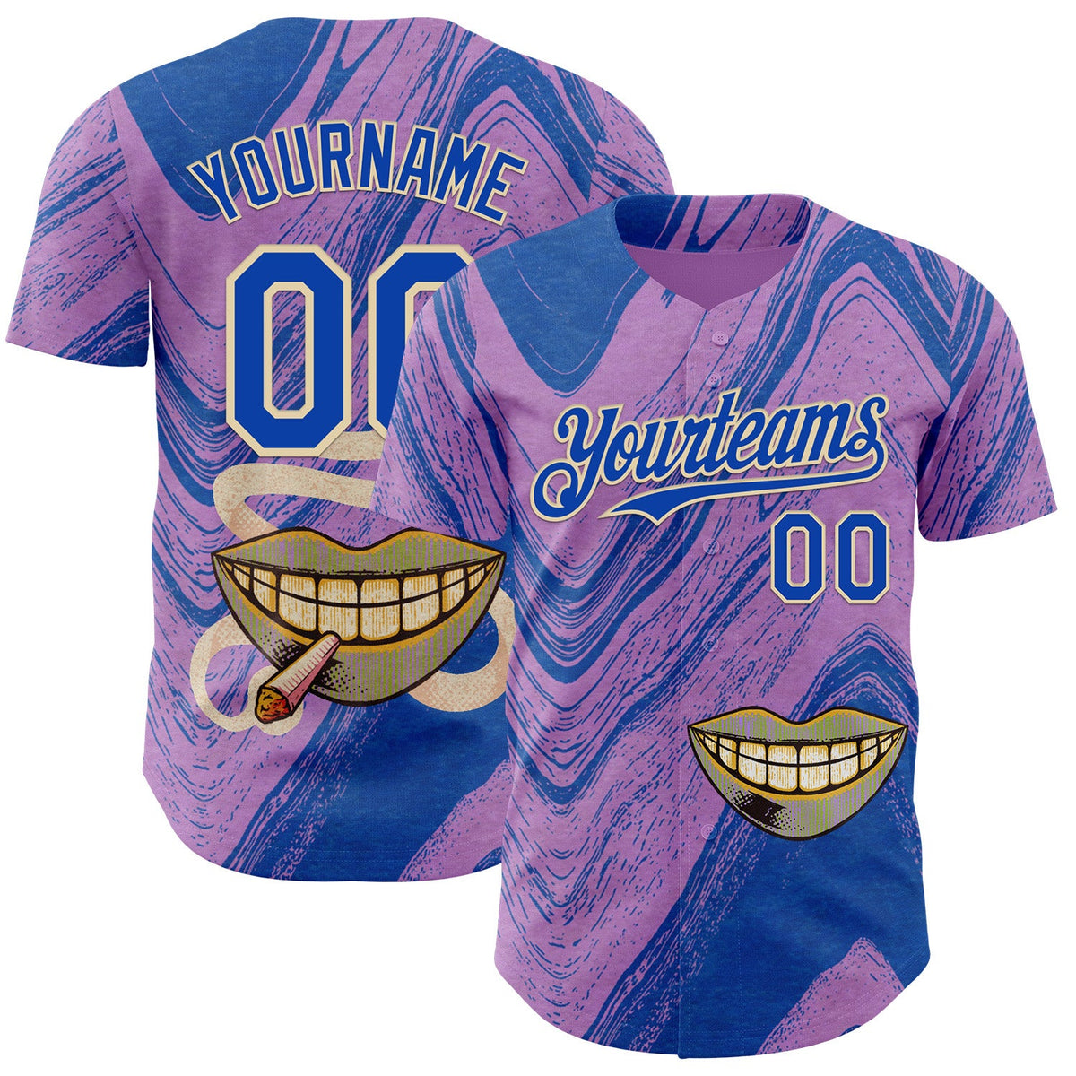 Custom Purple Thunder Blue-Cream Buba Viedma PainKiller 02 Authentic Baseball Jersey