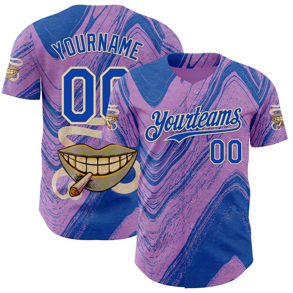 Custom Purple Thunder Blue-Cream Buba Viedma PainKiller 02 Authentic Baseball Jersey