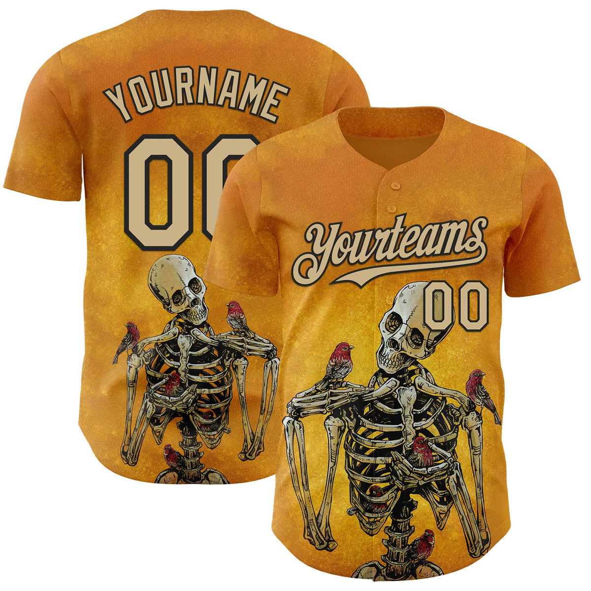 Custom Yellow Vegas Gold-Black David Lozeau Birds Of A Feather Authentic Baseball Jersey