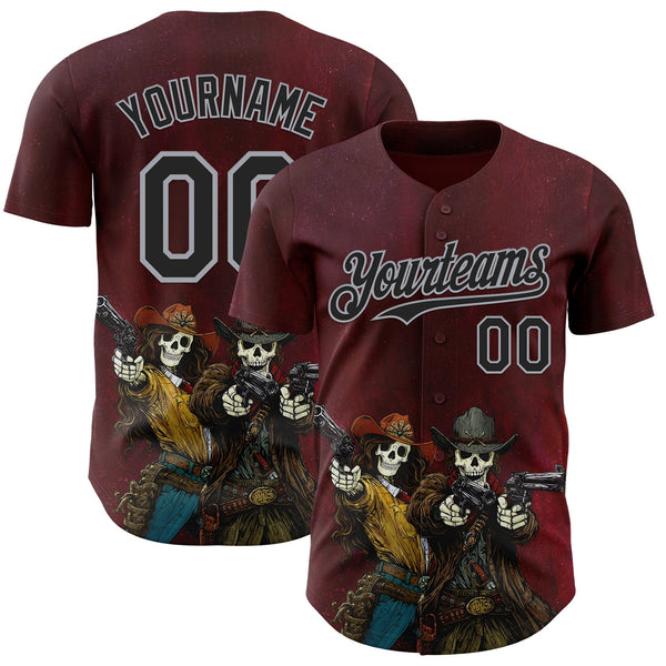 Custom Red Black-Gray David Lozeau Love In The Badlands Authentic Baseball Jersey