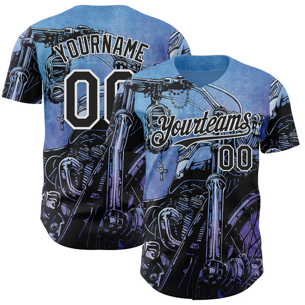 Custom Blue Black-White David Lozeau Triumph Authentic Baseball Jersey