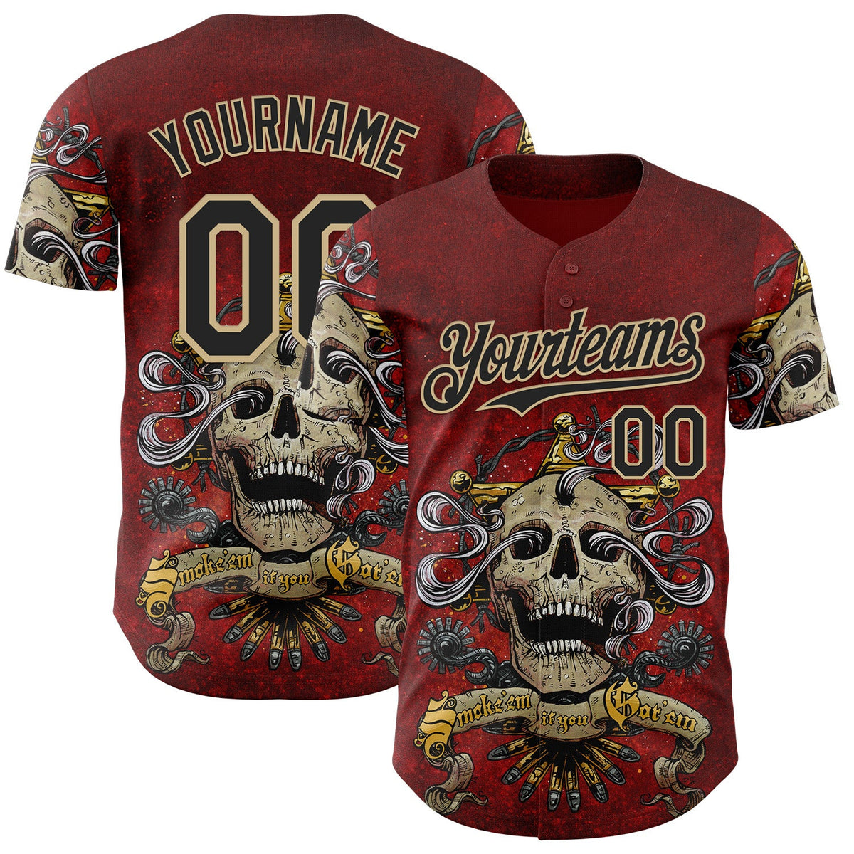 Custom Red Black-Vegas Gold David Lozeau Smoke Em If You Got Em Authentic Baseball Jersey